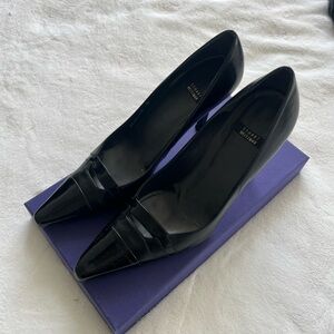 Black leather Stuart Weitzman heel
